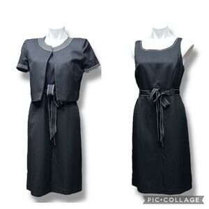 Vintage Dress Studio 1 Midi Dress Suit Jacket Set Womens 8 Black Secretary Retro